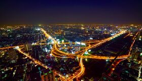 Lighting at Bangkok City by night, Thailand